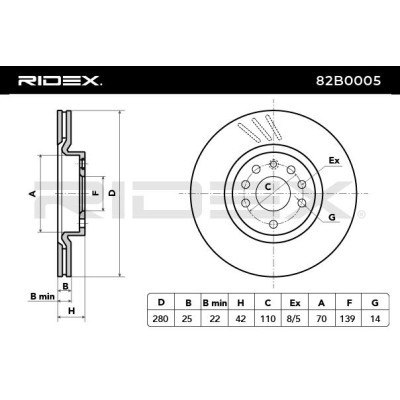 Bremsscheibe RIDEX 82B0005 82B0005 - foto 6