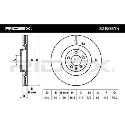Bremsscheibe RIDEX 82B0874 82B0874 - foto 3