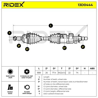 Antriebswelle RIDEX 13D0444 13D0444 - foto 6