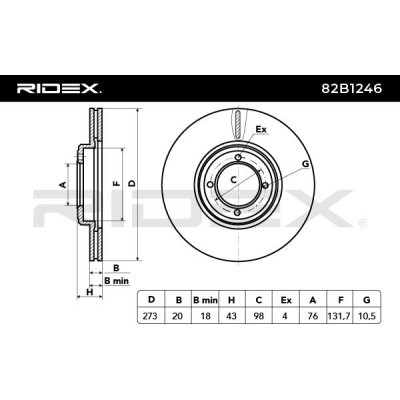 Bremsscheibe RIDEX 82B1246 82B1246 - foto 4