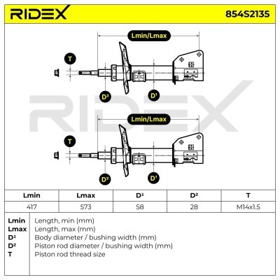 Stoßdämpfer RIDEX 854S2135 854S2135 - foto 7