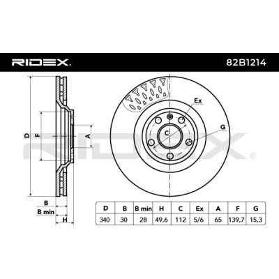 Bremsscheibe RIDEX 82B1214 82B1214 - foto 5
