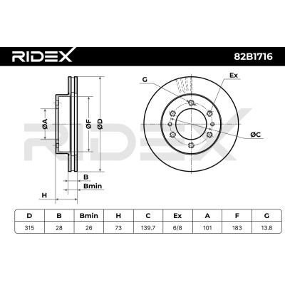 Bremsscheibe RIDEX 82B1716 82B1716 - foto 7