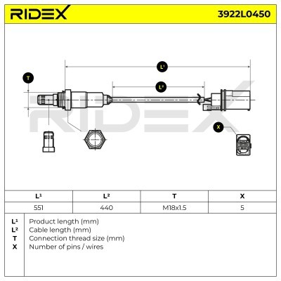 Lambdasonde RIDEX 3922L0450 3922L0450 - foto 6