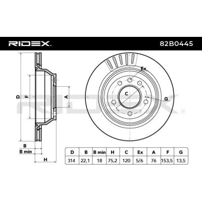 Bremsscheibe RIDEX 82B0445 82B0445 - foto 5
