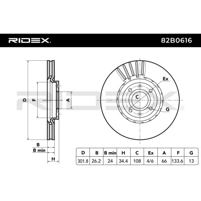 Bremsscheibe RIDEX 82B0616 82B0616 - foto 9
