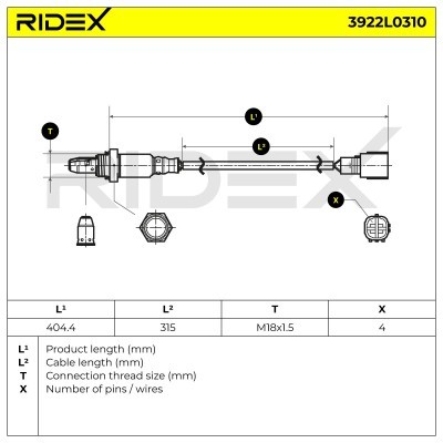 Lambdasonde RIDEX 3922L0310 3922L0310 - foto 6