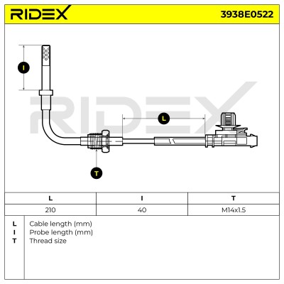 Abgastemperatursensor RIDEX 3938E0522 3938E0522 - foto 6