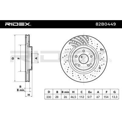 Bremsscheibe RIDEX 82B0449 82B0449 - foto 3