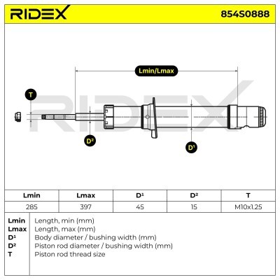 Stoßdämpfer RIDEX 854S0888 854S0888 - foto 7