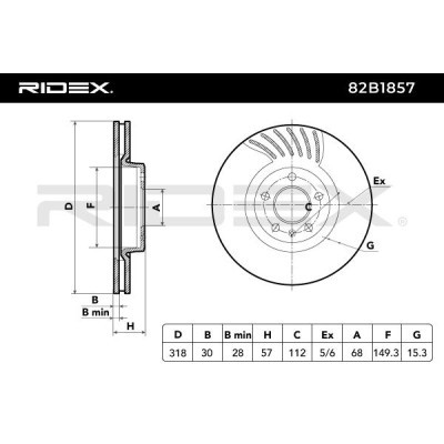 Bremsscheibe RIDEX 82B1857 82B1857 - foto 5