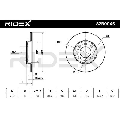 Bremsscheibe RIDEX 82B0045 82B0045 - foto 5