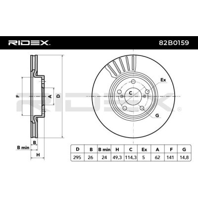 Bremsscheibe RIDEX 82B0159 82B0159 - foto 3