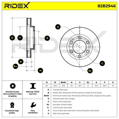 Bremsscheibe RIDEX 82B2946 82B2946 - foto 5