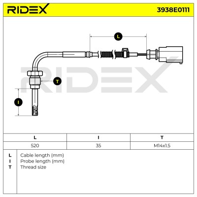 Abgastemperatursensor RIDEX 3938E0111 3938E0111 - foto 5