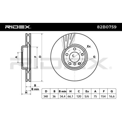 Bremsscheibe RIDEX 82B0759 82B0759 - foto 3