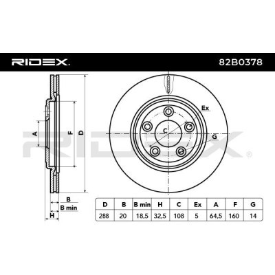 Bremsscheibe RIDEX 82B0378 82B0378 - foto 3