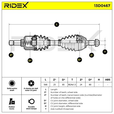 Antriebswelle RIDEX 13D0467 13D0467 - foto 6