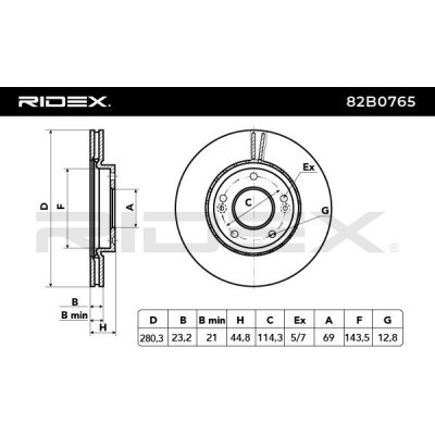 Bremsscheibe RIDEX 82B0765 82B0765 - foto 6
