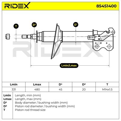 Stoßdämpfer RIDEX 854S1400 854S1400 - foto 7