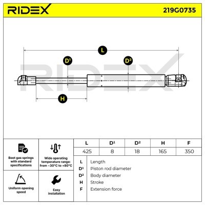 Gasfeder, Koffer-/Laderaum RIDEX 219G0735 219G0735 - foto 6