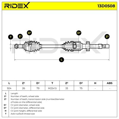Antriebswelle RIDEX 13D0508 13D0508 - foto 7