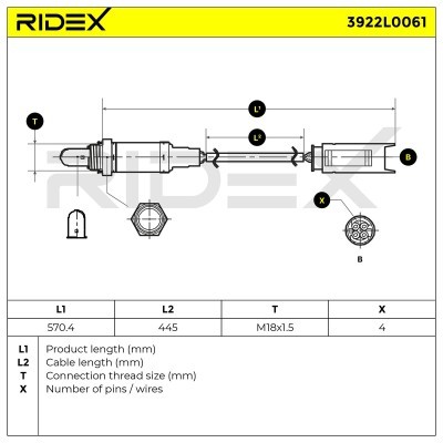 Lambdasonde RIDEX 3922L0061 3922L0061 - foto 6