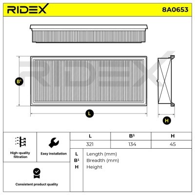 Luftfilter RIDEX 8A0653 8A0653 - foto 6
