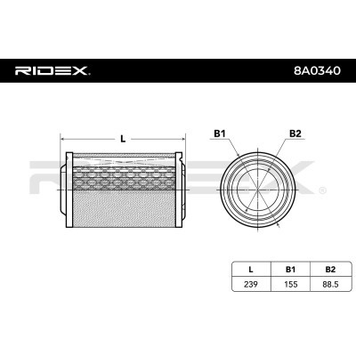 Luftfilter RIDEX 8A0340 8A0340 - foto 6