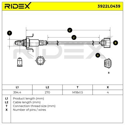 Lambdasonde RIDEX 3922L0439 3922L0439 - foto 4