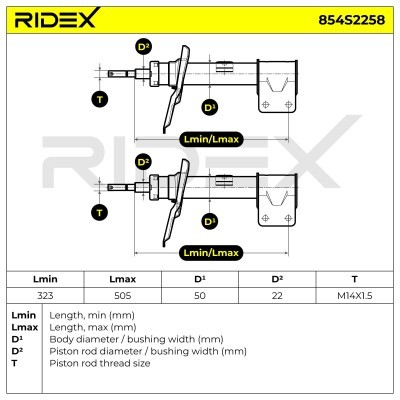 Stoßdämpfer RIDEX 854S2258 854S2258 - foto 8