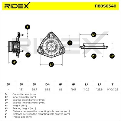 Stoßdämpferkissen Vorderachse RIDEX 1180S0340 1180S0340 - foto 6