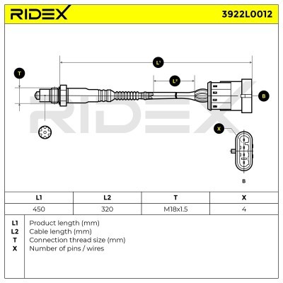 Lambdasonde RIDEX 3922L0012 3922L0012 - foto 5