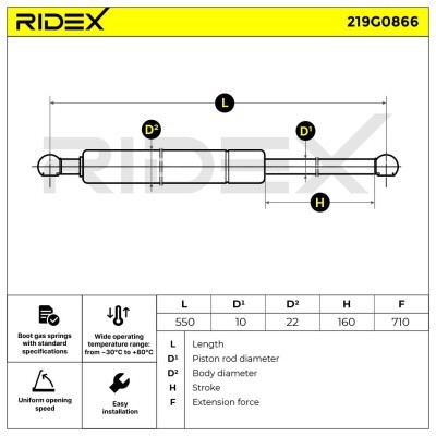 Gasfeder, Koffer-/Laderaum RIDEX 219G0866 219G0866 - foto 6