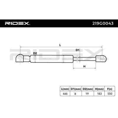 Gasfeder, Koffer-/Laderaum RIDEX 219G0043 219G0043 - foto 3