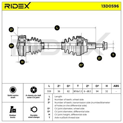Antriebswelle RIDEX 13D0596 13D0596 - foto 6