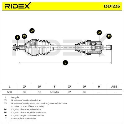 Antriebswelle RIDEX 13D1235 13D1235 - foto 7
