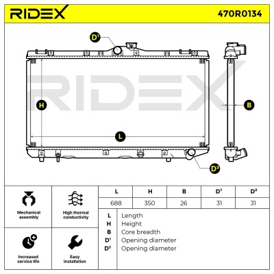 Kühler, Motorkühlung RIDEX 470R0134 470R0134 - foto 3