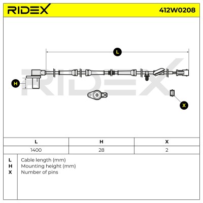ABS Sensor RIDEX 412W0208 412W0208 - foto 7