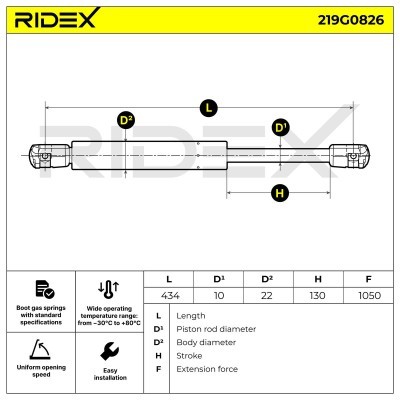 Gasfeder, Koffer-/Laderaum RIDEX 219G0826 219G0826 - foto 6