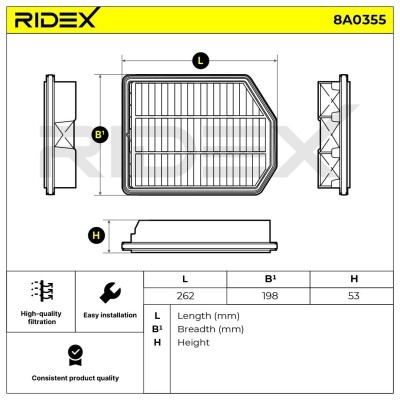 Luftfilter RIDEX 8A0355 8A0355 - foto 4