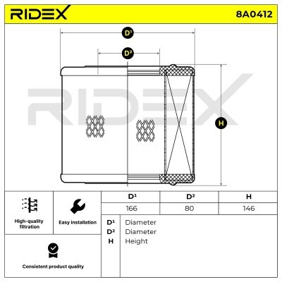 Luftfilter RIDEX 8A0412 8A0412 - foto 5