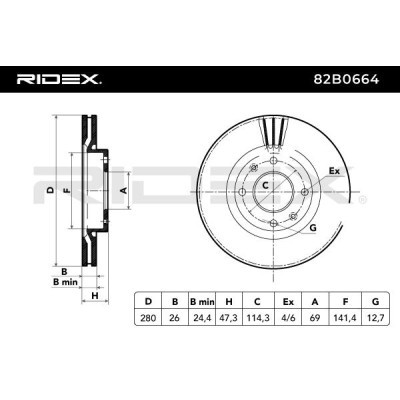 Bremsscheibe RIDEX 82B0664 82B0664 - foto 3