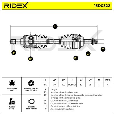 Antriebswelle RIDEX 13D0322 13D0322 - foto 7