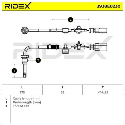 Abgastemperatursensor RIDEX 3938E0230 3938E0230 - foto 6