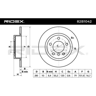 Bremsscheibe RIDEX 82B1042 82B1042 - foto 3