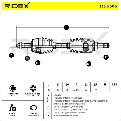 Antriebswelle RIDEX 13D0666 13D0666 - foto 6