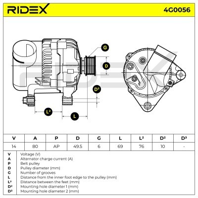 Generator RIDEX 4G0056 4G0056 - foto 6