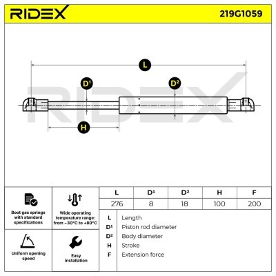 Gasfeder, Koffer-/Laderaum RIDEX 219G1059 219G1059 - foto 6