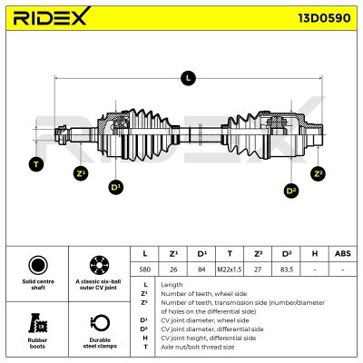Antriebswelle RIDEX 13D0590 13D0590 - foto 7